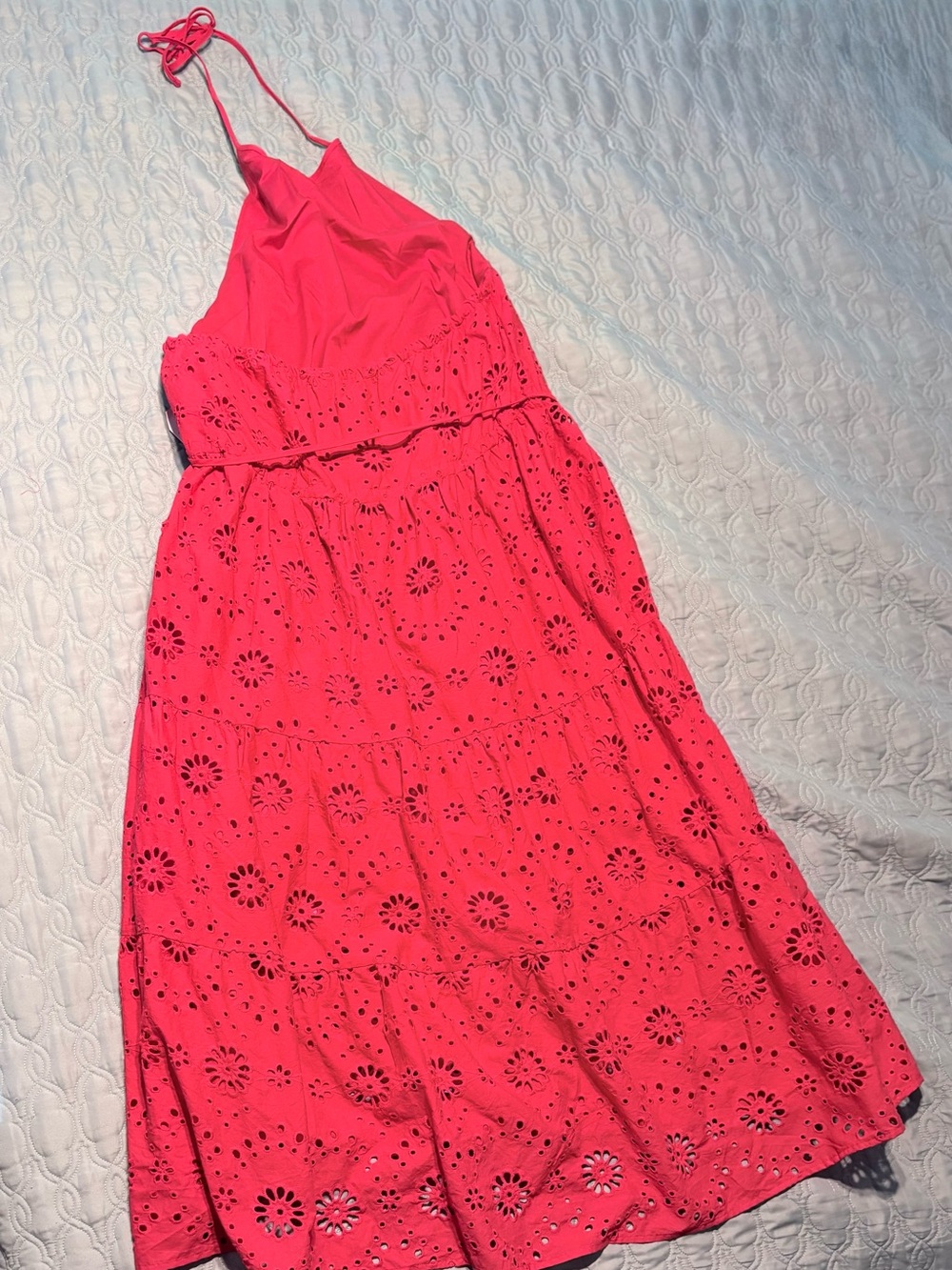 Women’s “red” (but maybe coral) eyelet halter dress. NWT - Picture 2 of 10